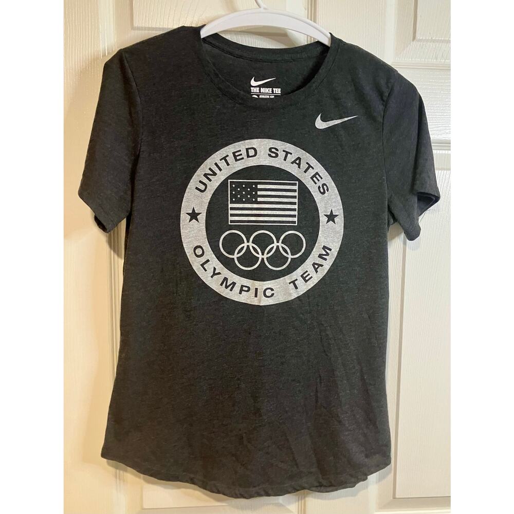 Nike United States Olympic Team Gray Short Sleeve T Shirt Womens Size M Dri Fit